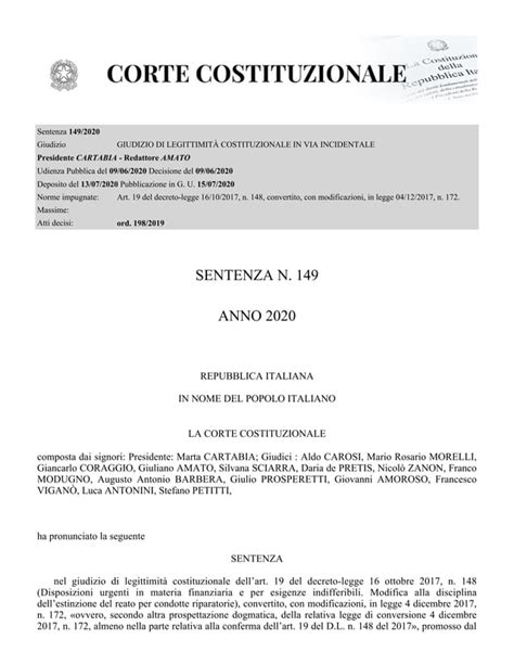 Corte Costituzionale Sentenza 149 2000 legittimità della norma che ha