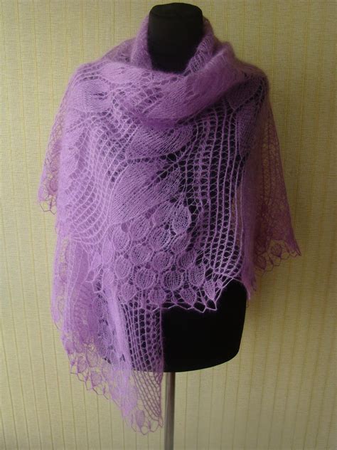 Chal de encaje de punto violeta mantón de mohair tejido a mano Etsy