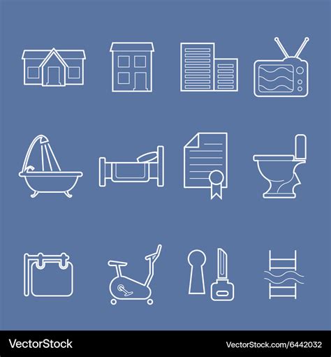 Real Estate And Accommodation Amenities Icons Vector Image