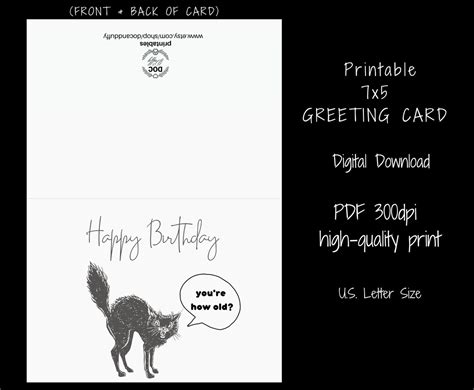 Printable Birthday Card From The Cat Cat Lovers Card Happy Birthday Card Cat Cat Birthday Card