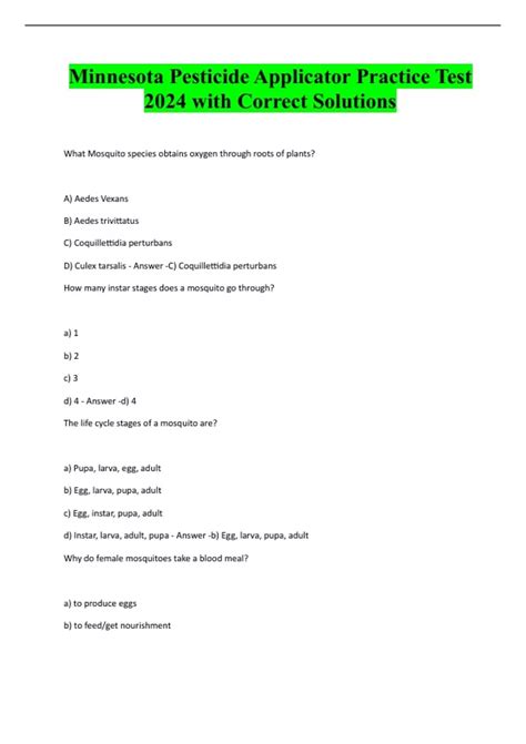Minnesota Pesticide Applicator Practice Test 2024 with Correct