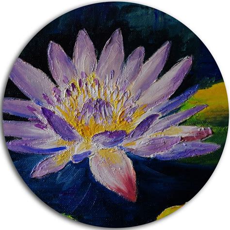 DesignArt 'Purple Lotus Flower' Oil Painting Print on Metal | Wayfair