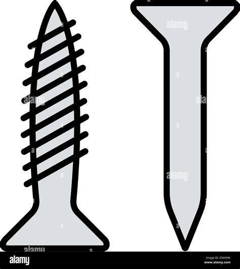 Icon Of Screw And Nail Editable Bold Outline With Color Fill Design