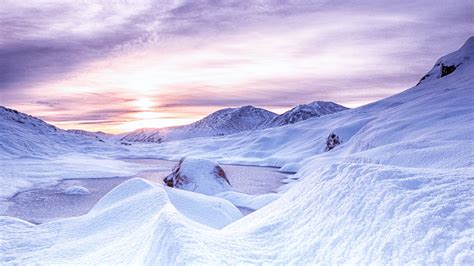 snow, mountains, dawn, scotland 4k Snow, Mountains, Dawn Winter