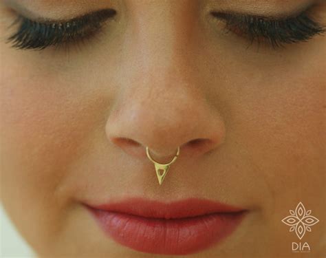 Triangle Septum Ring K Solid Gold Septum Ringseptum Ring Etsy