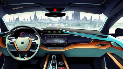 Premium AI Image | Futuristic car interior in a futuristic city