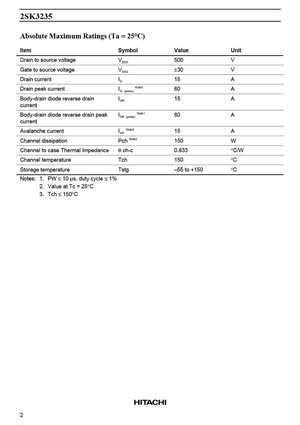 2SK3235 MOSFET Datasheet Pdf Equivalent Cross Reference Search