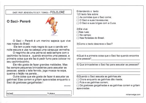 Lenda do Saci Pererê 1-Folclore · Alfabetização Blog