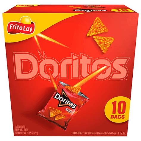 Doritos Tortilla Chips Nacho Cheese Flavored 10 Ea Shop FairPlay Foods