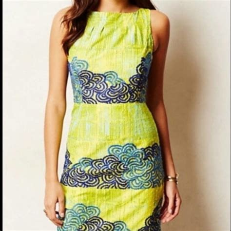 Anthropologie Dresses Anthropologie Tabitha Azure Scroll Sheath