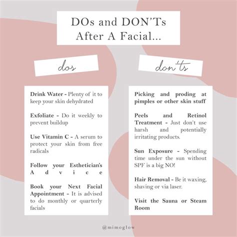 Dos And Don Ts After A Facial Esthetician Marketing Skin Advice