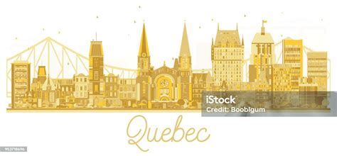 Quebec City Skyline Golden Silhouette Ilustrasi Stok Unduh Gambar