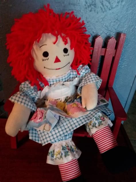 Hand Crafted Classic Cloth Raggedy Ann Doll With Red Hair