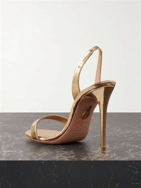 Aquazzura So Nude Mirrored Leather Slingback Sandals Net A Porter