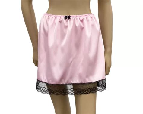 Soft Satin Half Slip Mini Frilly Lace Sissy Petticoat Skirt Sizes