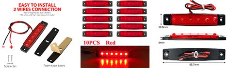 Eaglerich 10pcs 12v 3 8 6 LED Red Side Marker Lights Turn Signal Lamp