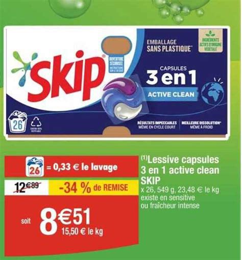 Promo Lessive Capsules 3 En 1 Active Clean Skip Chez Cora ICatalogue Fr