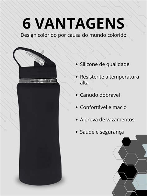 Garrafa T Rmica A O Inox Bico Ml Preto