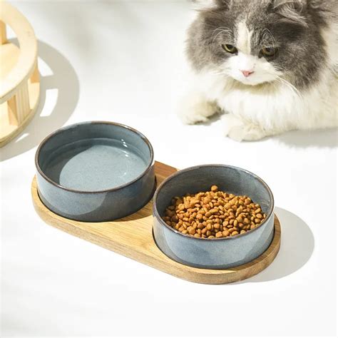 Cuenco De Cer Mica Para Comida De Gato Alimentador De Agua Para