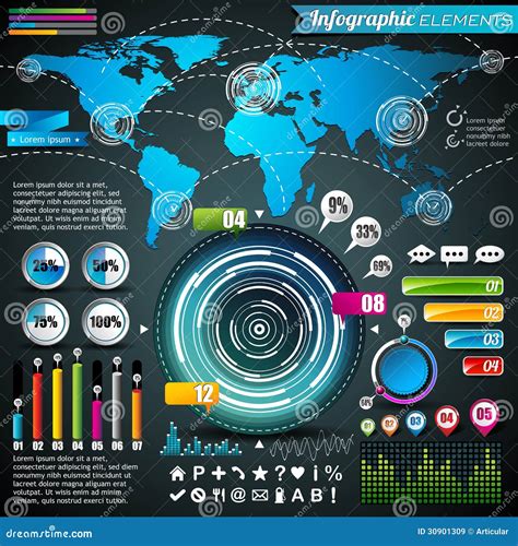 Vectorontwerpreeks Infographic Elementen Wereldkaart En