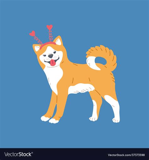 Dog with funny hair band hearts flat Royalty Free Vector