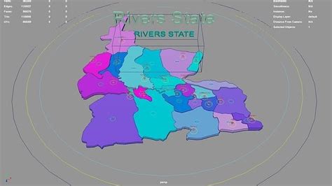 Rivers State Nigeria map region geography political geographic 3D model ...