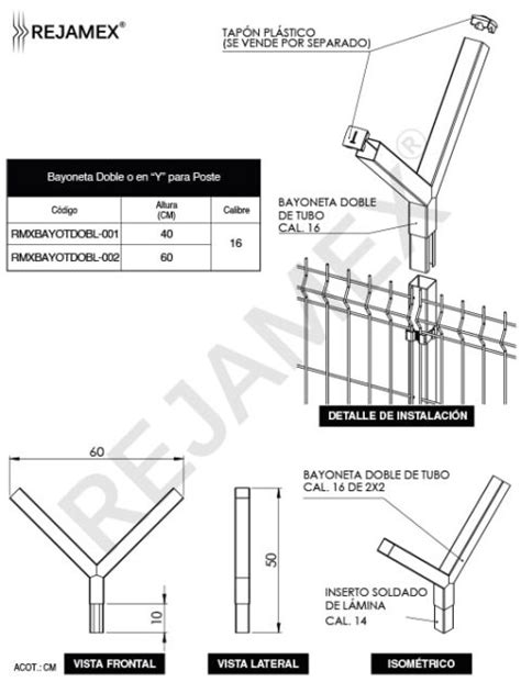 Bayoneta Doble O En Y Para Poste Rejamex L Deres En La Fabricaci N