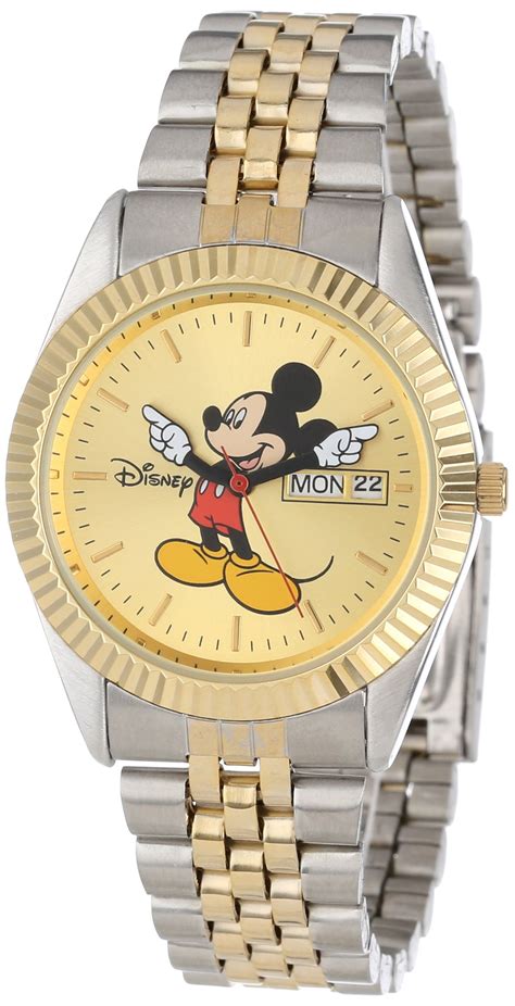 Disney Men S Mm Two Tone Mickey Mouse Watch With Day And Date Movement