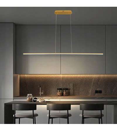 Monako ZŁOTA minimalistyczna długa lampa wisząca nad stół 120cm 20W LED