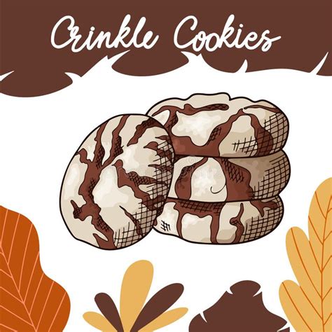 Hand Drawn Cookie In Color On White Background Crinkle Cookies