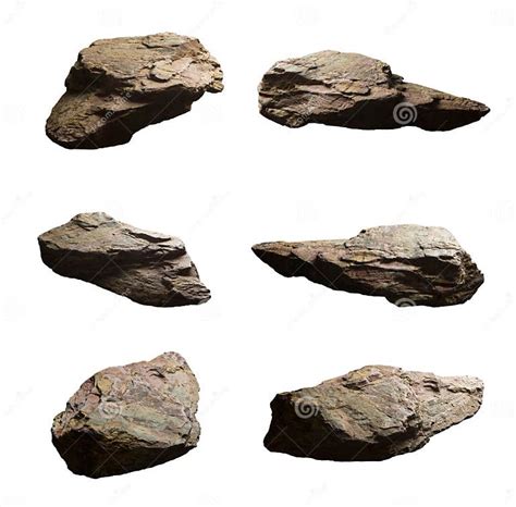 Set Of Cliff Stones Isolated White Background Stock Photo Image Of