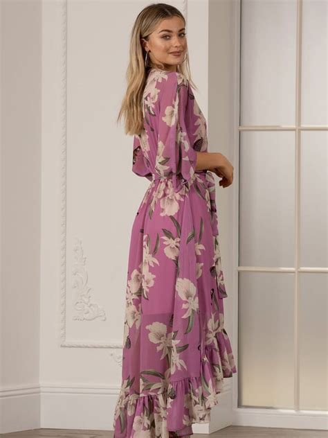 Yumi Floral Print Kimono Midi Wrap Dress