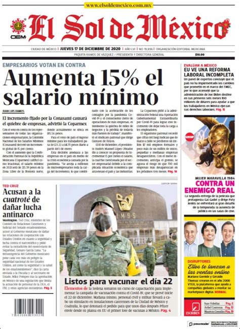 Periódico El Sol de México México Periódicos de México Edición de