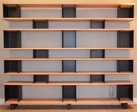 Large Horizontale White Oak And Black Steel Shelving Unit By Design Frères For Sale At 1stdibs