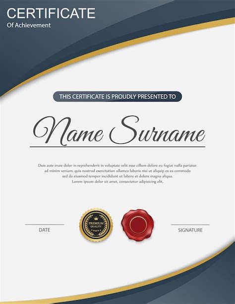 Plantilla De Certificado Moderno Vertical Vector Premium