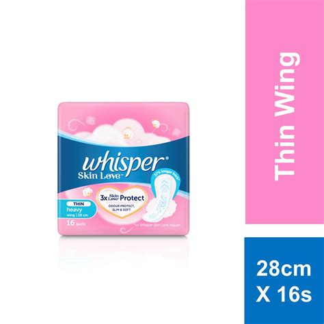 Whisper Skin Love Ultra Slim Day Night Sanitary Napkin 28cm X 16s