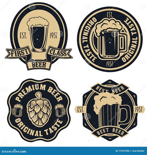 Beer Labels Vintage Craft Beer Retro Design Elements Emblems Stock