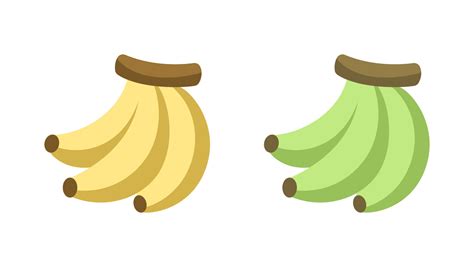 Simple Cute Ripe And Unripe Banana Icon Set Fruit Flat Vector