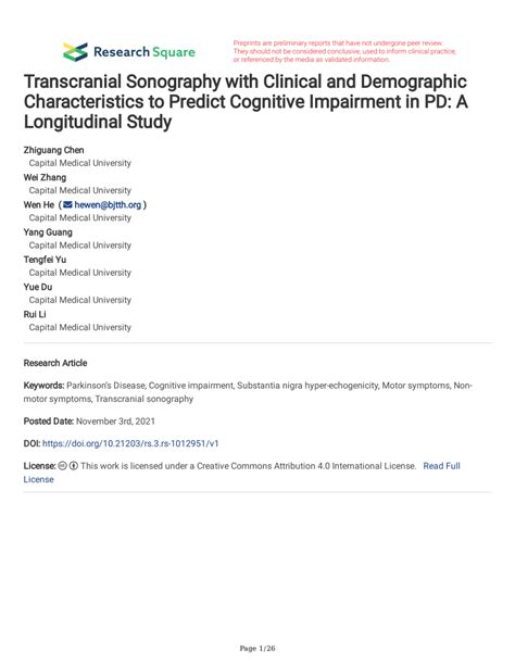 PDF Transcranial Sonography With Clinical And Demographic