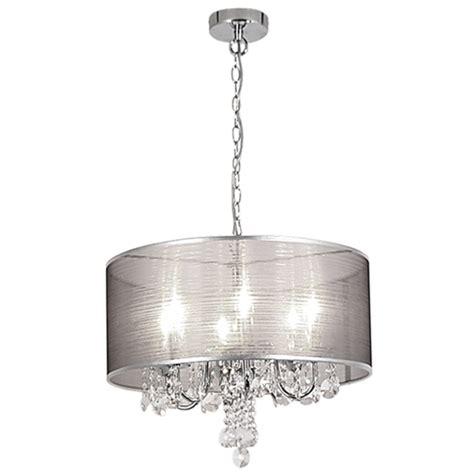 Polished Chrome Light Pendant Silver Shade Crystals X Watt Buy Online