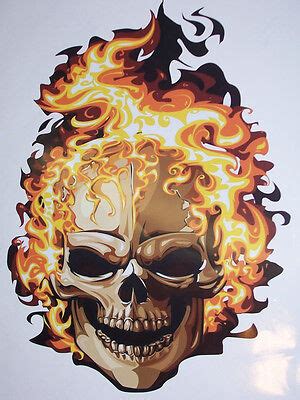 Skull Flames FULL COLOR Car Or Truck Window Decal Decals Sticker Skulls