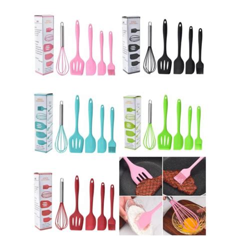 Jual SPATULA SILIKON SET 5 PCS SUTIL KUAS KOCOKAN TELUR SILICONE SETS