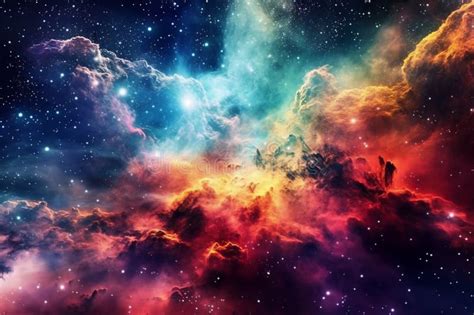 Illustration Showcasing A Vibrant Space Nebula Intricate Gas Clouds