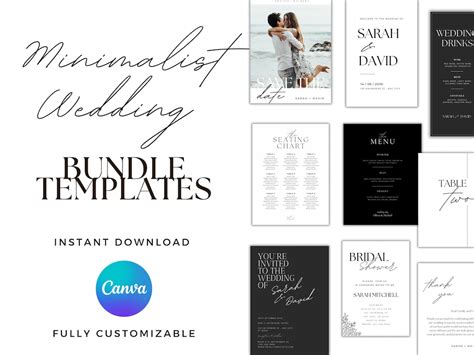 Minimalist Chic Wedding Template Bundle Black & White Elegance - Etsy