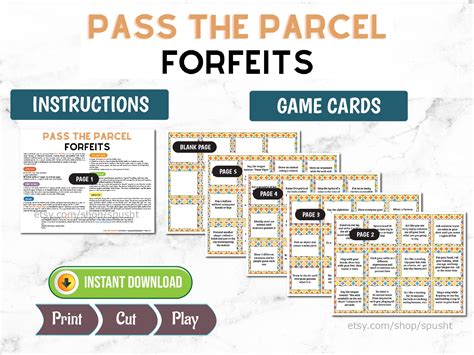 Pass The Parcel Game Forfeits Birthday Party Game Printable Etsy Nederland