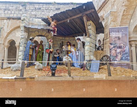 Nativity scene outside the Church of the Nativity in Bethlehem, West ...