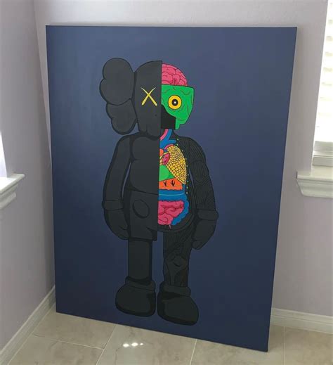 acrylic painting ig: xoxosomethingcute Kaws Painting, Black Art Painting, Cartoon Painting ...