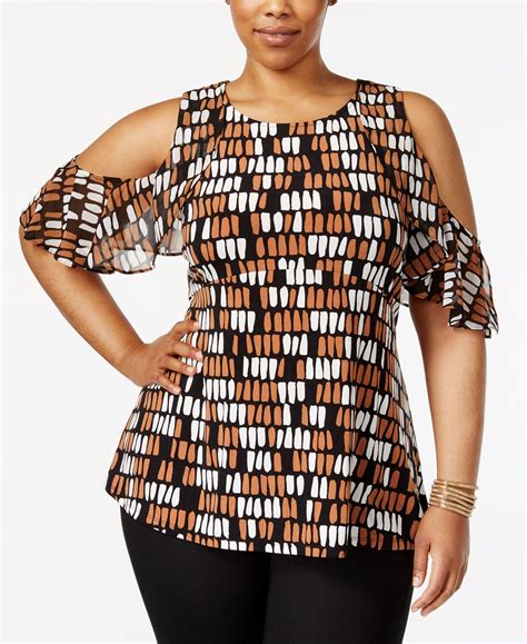 Alfani Plus Size Cold Shoulder Peplum Top Only At Macys Ruffles Along The Shoulders Heighten