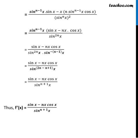 Misc Find Derivative X Sinn X Chapter Class