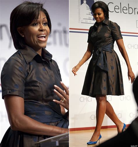 Michelle Obama Dons Dotted Dress Blue Pumps To Talk Lets Move